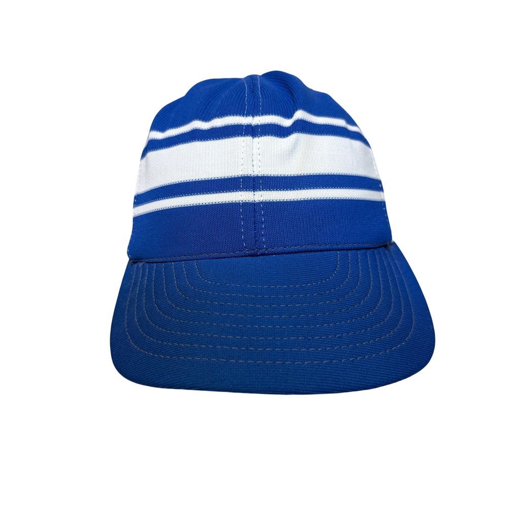 Unbranded Trucker Hat Mens S/M Blue White Striped Mesh Snapback Vintage USA Made